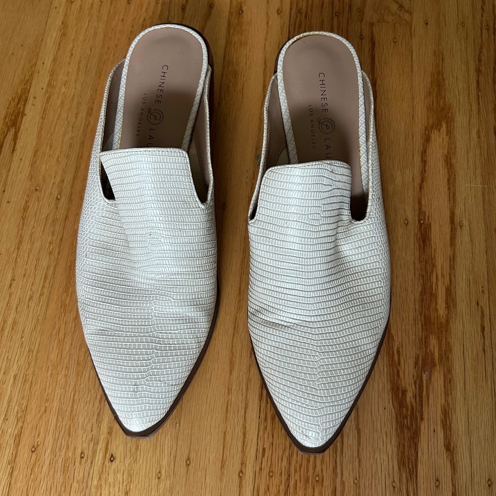Chinese Laundry (White Snakeskin) Marnie Loafer Mule